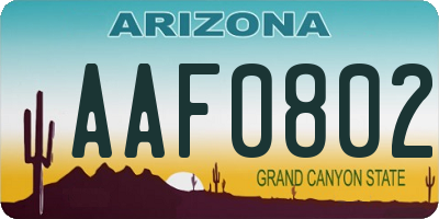 AZ license plate AAF0802