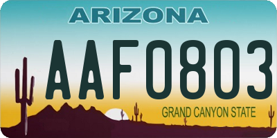 AZ license plate AAF0803