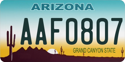 AZ license plate AAF0807