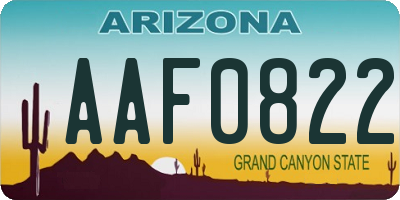 AZ license plate AAF0822