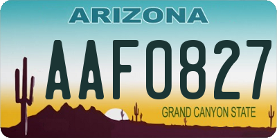 AZ license plate AAF0827