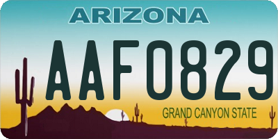 AZ license plate AAF0829