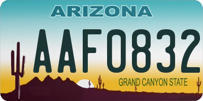 AZ license plate AAF0832