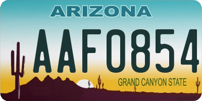 AZ license plate AAF0854