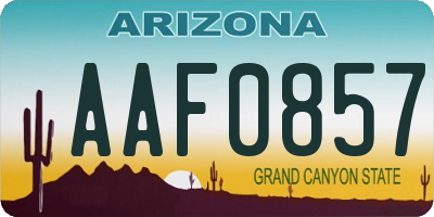 AZ license plate AAF0857