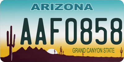 AZ license plate AAF0858