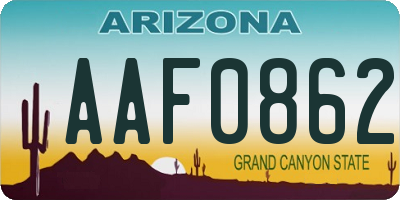 AZ license plate AAF0862