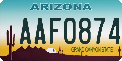 AZ license plate AAF0874