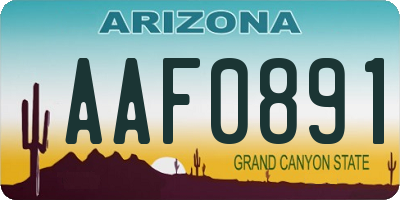 AZ license plate AAF0891