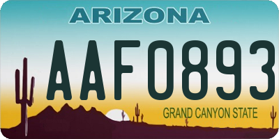 AZ license plate AAF0893
