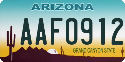 AZ license plate AAF0912