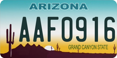 AZ license plate AAF0916