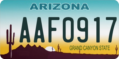 AZ license plate AAF0917