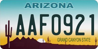 AZ license plate AAF0921