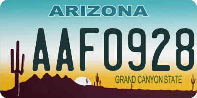 AZ license plate AAF0928