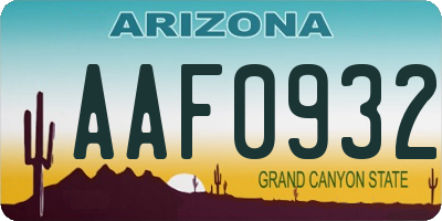 AZ license plate AAF0932