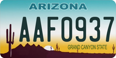 AZ license plate AAF0937