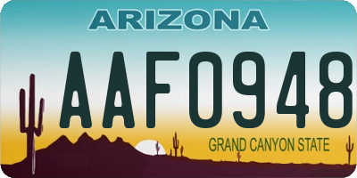 AZ license plate AAF0948