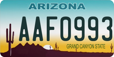 AZ license plate AAF0993