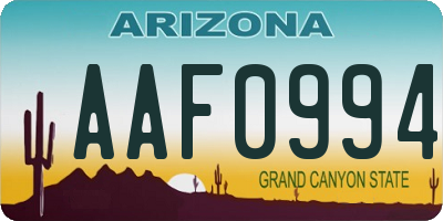 AZ license plate AAF0994