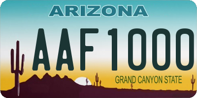 AZ license plate AAF1000