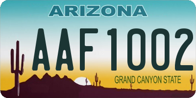 AZ license plate AAF1002