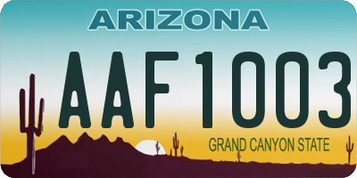 AZ license plate AAF1003