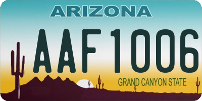 AZ license plate AAF1006