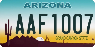 AZ license plate AAF1007