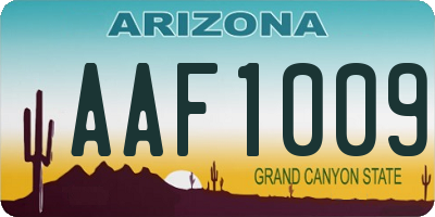 AZ license plate AAF1009