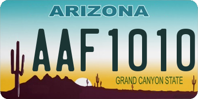 AZ license plate AAF1010