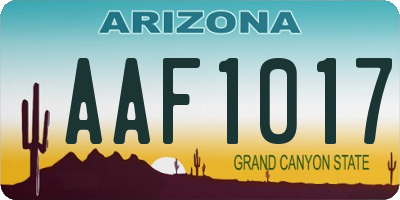 AZ license plate AAF1017