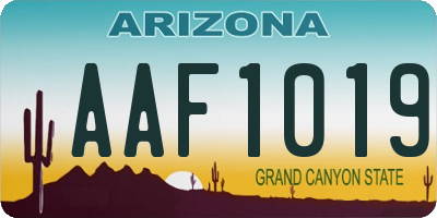 AZ license plate AAF1019