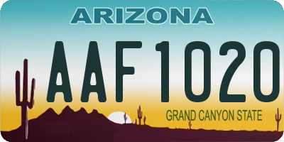 AZ license plate AAF1020