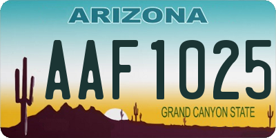 AZ license plate AAF1025