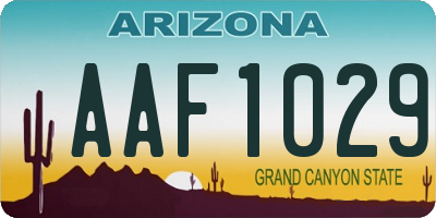 AZ license plate AAF1029
