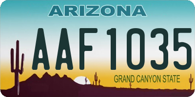 AZ license plate AAF1035