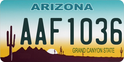 AZ license plate AAF1036