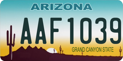 AZ license plate AAF1039