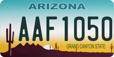 AZ license plate AAF1050