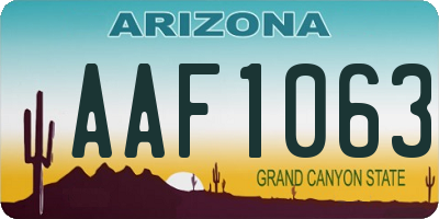 AZ license plate AAF1063
