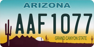 AZ license plate AAF1077