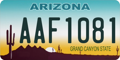 AZ license plate AAF1081