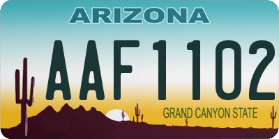 AZ license plate AAF1102