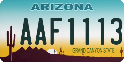 AZ license plate AAF1113