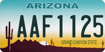 AZ license plate AAF1125