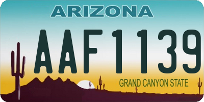 AZ license plate AAF1139