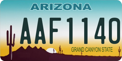 AZ license plate AAF1140