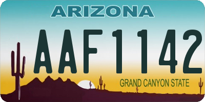 AZ license plate AAF1142