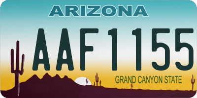 AZ license plate AAF1155